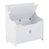 Our solid white toy box with white star cut outs is the perfect storage space for your child to keep all of their toys be it their bedroom or playroom.