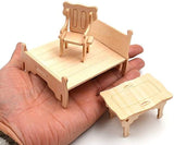 Bei diesem natürlichen 34-teiligen Puppenhaus-Möbelset lässt sich jedes Teil miteinander verbinden, sodass die Selbstmontage Spaß macht