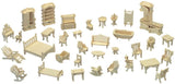 34-częściowy zestaw mebli do domku dla lalek Montessori | zabawa w samodzielny montaż | naturalny