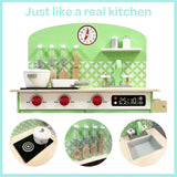 Just like a real kitchen, Little Helpers retro toy kitchen comes with an 8 piece kitchen set