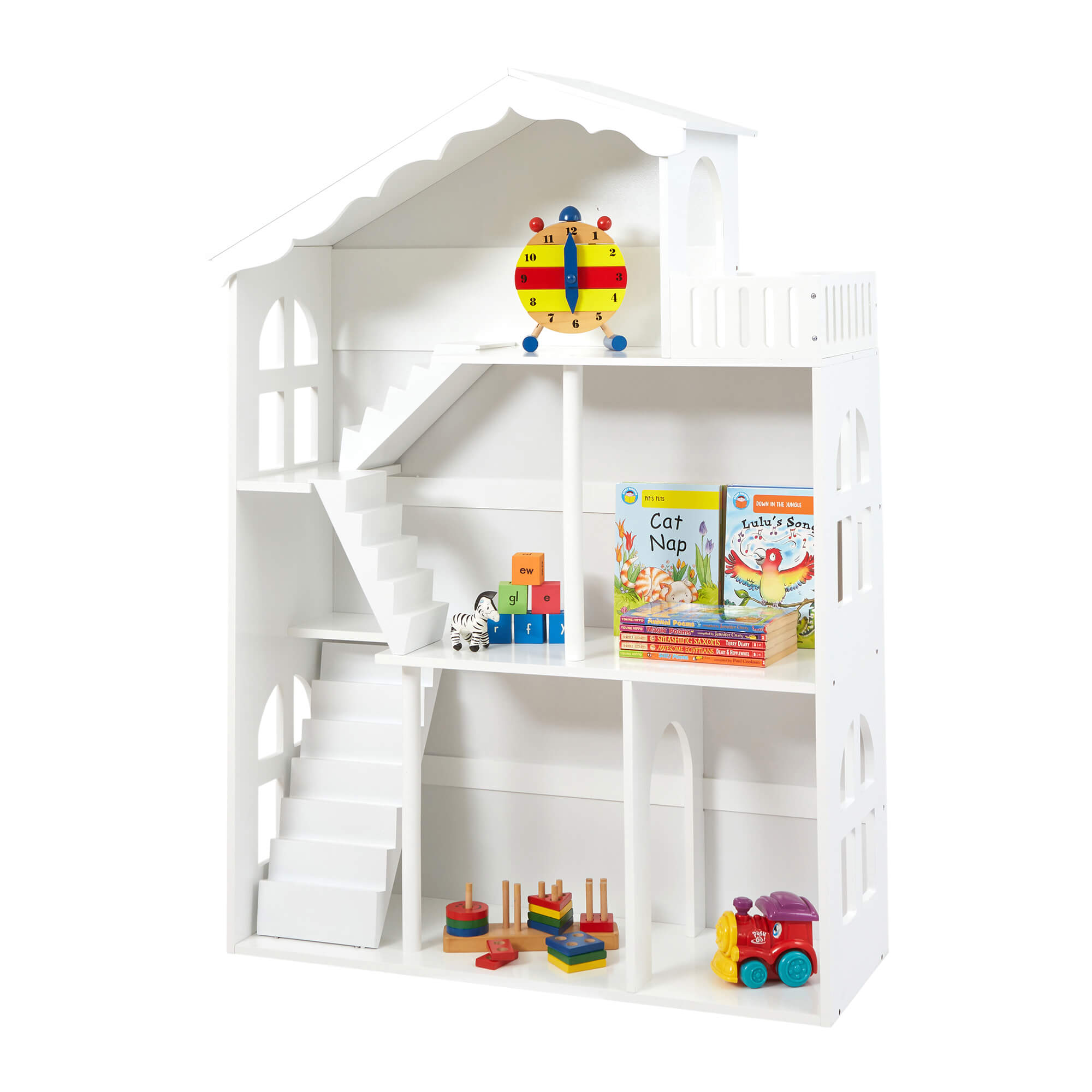 White wooden outlet dolls house