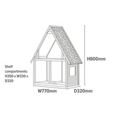 Dimensões da casa de bonecas estante A80 x L77 x D32cm
