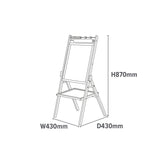 Childrens Wooden 4-in-1 Double Sided Easel dimensions H87 x W43 x D43cm
