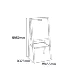 Abmessungen der doppelseitigen Staffelei: H95 x B45,5 x T37,5 cm