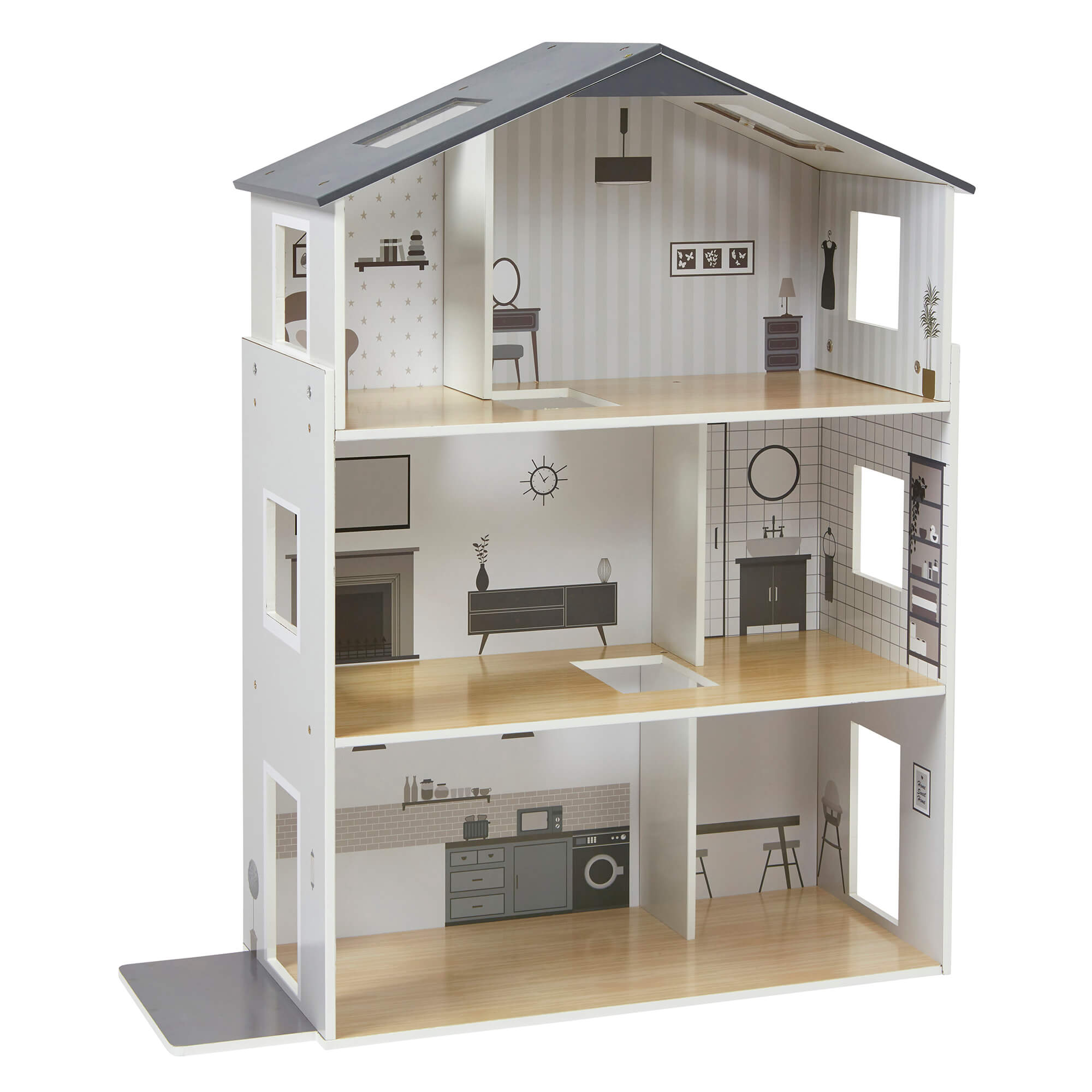 Realistic Wooden Dolls House 3 Storey Dolls House 18 Furniture Pieces www.littlehelper