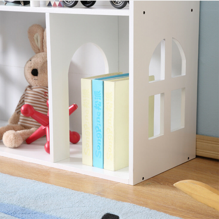 Large Montessori 3 Storey Wooden Dollhouse Bookcase White www