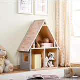 Realistisch uitziende chalet-poppenhuisboekenkast - ideaal speelgoedopberg- en speelitem