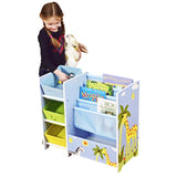 À une hauteur adaptée aux tout-petits, cette unité de rangement de jouets polyvalente et cette bibliothèque pour enfants disposent de 3 formes de rangement et mesurent 60 x 35 x 65 cm.