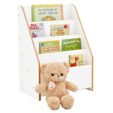 خزانة كتب خشبية بيضاء من Little Helper عالية الجودة مع 4 أرفف متداخلة على ارتفاع مناسب للأطفال الصغار.