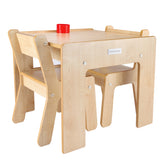 Little Helper FunStation kids maple wooden table & 2 chairs set with chairs fitting comfortably under the table when not used
