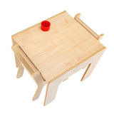 طاولة أطفال خشبية طبيعية من little helper funstation وكرسيين لمضاعفة المتعة - العب مع الأشقاء أو الأصدقاء