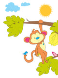 Simpatico e colorato disegno di scimmia safari disponibile in una gamma di dimensioni diverse, stampato su carta opaca spessa