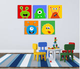 PLAYROOM WALL ART | NURSERY PICTURES | CANVAS PRINTS - MONSTERS