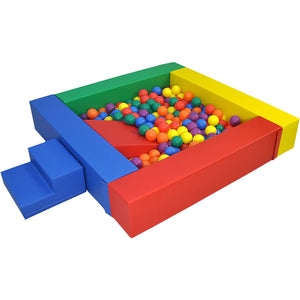एक्स-लार्ज मोंटेसरी बॉल पिट सॉफ्ट प्ले सेट | फ्लोर मैट स्टेप्स और स्लाइड के साथ बॉल पूल | 3m+