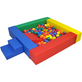 X-Large Montessori Ball Pit Soft Play Set | Bällebad mit Bodenmatte, Stufen und Rutsche | 3m+