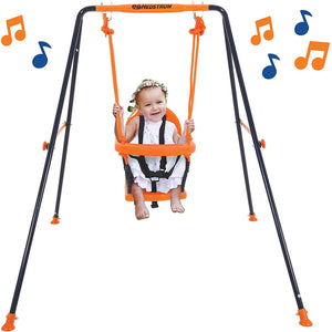 Columpio musical para niños pequeños | Construcción resistente | Columpio plegable para bebé | 6m - 3 años