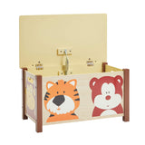 Children's Wooden Toy Box with animal jungle designs