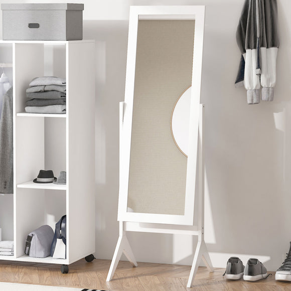 White Wooden Adjustable Full Length Free Standing Dressing Mirror | 1.48m High