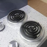 Double hob with knobs that turn and click on this lovely Montessori wooden toy kitchen on a handpainted worktop