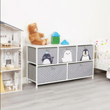 Úložný priestor na hračky Montessori s veľkými zásuvkami | Detský box na hračky | Lavička | Tučniak, veľryba a ľadový medveď | Šedá