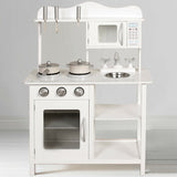Stove, microwave, hot and cold turning taps & double hob gives this toy kitchen hours of role play fun