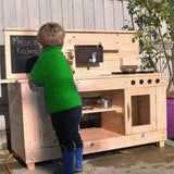 大型頑丈なモンテッソーリモミ木製子供用泥キッチン | 屋外おもちゃのキッチン | 18m以上