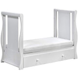 The cot bed includes a drawer at the bottom, enabling you to store their cuddlies, toys or bedding.
