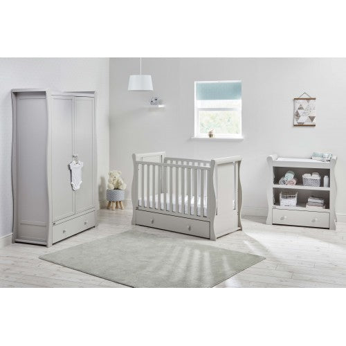 Included in this set is the Grey Willow Wardrobe, the Grey Willow Cot Bed and the Grey Willow Dresser.
