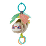 A super cute sloth with multi texture elements can be removed and used on other baby items to keep baby entertained.