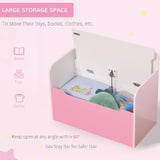 The lid of this kids toy box is fitted with a gas rod that opens and closes smoothly.