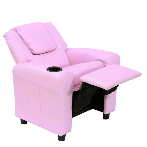 Childrens Recliner and Armchair with Cup Holder | Pink | 3-6 Years.