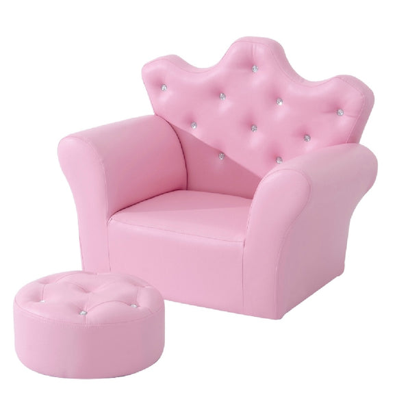 Her Royal Highness Childrens 2-Piece Chair with Footstool Set | Pink | 3-7 Years.