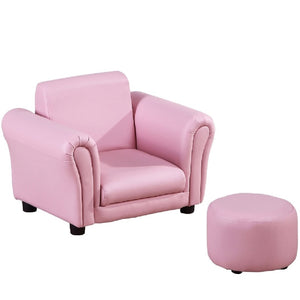 Eenzitsfauteuil voor kinderen met voetenbank | Roze Kinderstoel | 3-5 jaar.