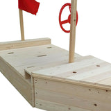 This 100% wood kids pirate ship and sandpit is high quality and comes with a PVC cover to protect from inclement weather