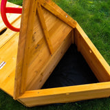 Storage included in the bow of this kids 2-in-1 sandpit and pirate ship, made with 100% eco conscious fir wood