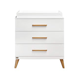 This baby changing unit cum chest of drawers has three large drawers to keep nappy changing essentials close to hand.