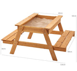This heavy duty kids eco conscious, pre-treated sandpit has bench seating for 4 little bottoms