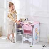 Montessori Sweetheart Children's Homework Desk | Bookshelf | Storage & Stool | Pink and White | 3-10 Years