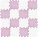 16 Interlocking Montessori Thick Foam Play Mats | Jigsaw Mats for Baby Playpens and Playrooms | Grey, Pink & White