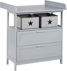 Babyverschoontafel Little Star | stoffen opbergdozen en lades | warm grijs