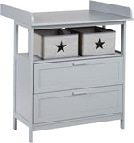Table à langer petite étoile | boîtes et tiroirs de rangement en tissu | gris chaud