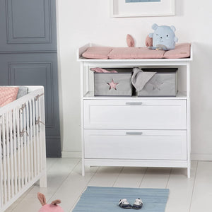 Cambiador para bebés Little Star | cajas y cajones de almacenamiento de tela | blanco