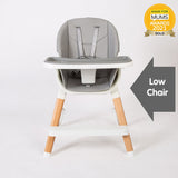 Deluxe 7-i-1 høj stol og bakke | Lav stol | Booster til stole | Taburet | Grå indsats | 6m+