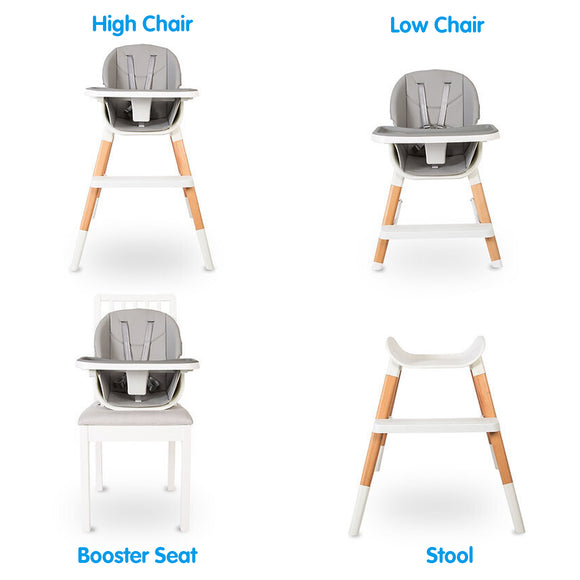 Deluxe 7-in-1 High Chair & Tray | Low Chair | Booster for Chairs | Stool | Grey Cushion | 6m+