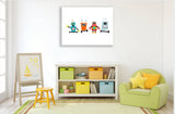 Nursery canvas designs, nursery wall art or nursery wall stickers in Robot theme - different sizes to suit budget and space