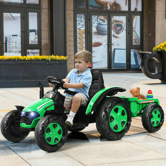 Childrens Electric Car | Remote Controlled Tractor and Trailer | 12V Ride-On Car |