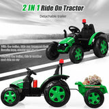 2-in-1 elektrischer ferngesteuerter Traktor und Anhänger | 12V Spielzeugauto zum Aufsitzen