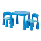 Klobige und flippige Plastik-Kinderartikel | Aktivitätstisch- und 2-Stühle-Set für Kinder | Blau