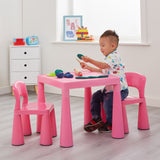 Crianças de plástico robustas e descoladas | Mesa de atividades infantis e conjunto de 2 cadeiras | Rosa quente