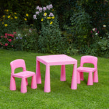 التصميم خفيف الوزن يعني أنه يمكن نقل الطاولة والكراسي بسهولة إلى الحديقة وتسمح العبوة المسطحة بتجميع بسيط.